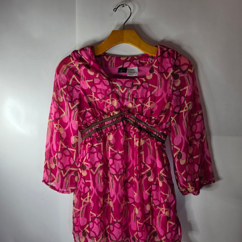 Disney Hannah Montana Vintage Y2K Pink Patterned‎ Dress Tunic Girls Size 14/16